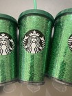 Lot 4 Authentic Starbucks Bling 24 Oz  16 Oz Tumbler Cup Black Green W  Straw