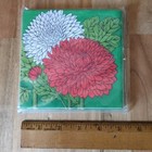 Vintage Cost Plus Party Cocktail Paper Napkin Red White Green Mums Floral 5 x5 