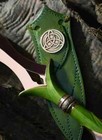 Handcrafted Fantasy Dagger   Green Handle Knife With Celtic Sheath Collectible 