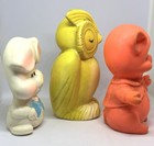 Vtg Rubber Squeak Toy Lot 1960s Chiltern England Formulette Baby Joy Pig   