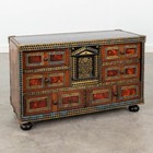 Antique 19thc Flemish Antwerp Marquetry Inlay Brass Show Cabinet Rare