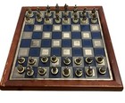 Franklin Mint Civil War Chess Set Pewter Brass Gettysburg North South Blue Gray