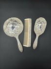 Antique Vintage Ornate Silver Plated Hand Mirror  Brush  Comb Vanity Set