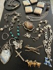 Sterling 925 Jewelry Lot 187g Wearable Stones Rings Bracelets Earrings Brooches