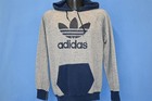 Vintage 80s Adidas Trefoil Logo Rayon Tri Blend Drawstring Hoodie Sweatshirt M