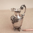 19th C French Silver Cream Pitcher Creamer Ornate Footed Milk Jug Antique Pot