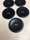 5 Vintage Black Bakelite Buttons 2-hole Round Flat 1 7 8    New