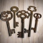 19th-century Cast Iron Assorted Keys With Antique Finish  lot Of 25 