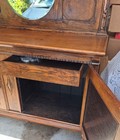 Antique Jacobean Tiger Oak Buffet W  Beveled Mirror