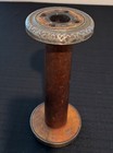Vintage Pair Of Antique Primitive Wooden Industrial Textile Mill Bobbin Spools