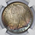 1895 Great Britain Silver 1 2c Half Crown Ngc Ms 64  Jewel Toning