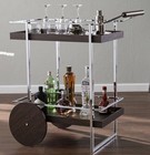 Sei Furniture Dorben Rolling Bar Cart  Wine Glass And Glass Holder  Brown