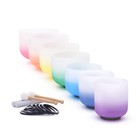 432hz 6 -12  7pcs Half Colored Crystal Singing Bowl Set W bag Sound Healing Bath