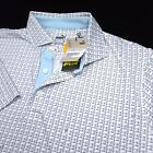 New  Puma Golf Polo Shirt -m- White Blue Dog Dot Smooth Poly Performance Stretch