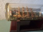 Antique Ship In A Bottle Schooner W port Scene  Dublin Ireland W stand-very Good