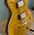 Yellow Electric Guitar Flame Maple Veneer Ornate Abalone Fret Markers 22frets
