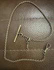 Victorian Gold Filled Rope Watch Necklace Chain 17  T-bar Dog Clip Fob Drp 14 2g