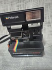 Vintage Polaroid Supercolor 635cl Camera W rainbow Stripe   Strap