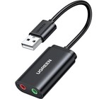 Usb To Audio Jack Sound Card Adapter With Dual Trs 3-pole 3 5mm Headphone And Mi