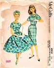 Set Of Two Vintage Retro Dress Pattern Ladies 5x7 Cotton Fabric Blocks