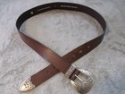 Silpada Cowboy Belt Womens Xl Brown Italian Leather Western Floral Buckle Tip