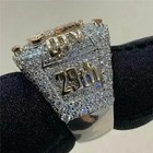 3 30ct Round Cut Moissanite Pinky Men s Wedding Ring 14k Yellow Gold Plated