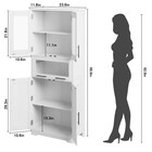 67  Tall Bathroom Storage Cabinet With Glass Doors  Adjustable Shelves   Drawer
