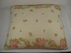 Vtg Sears Pink-white-floral ticking Feather Pillow Farmhouse washed 23 x 19 
