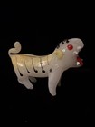 Vtg Glass Art Deco Tiger Figurine Striped Ornament Yellow Miniature Oriental