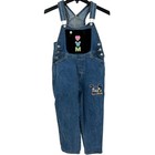 Vintage 90s Kids Embroidered Disney Mickey   Co  Blue Denim Bib Overall Jeans