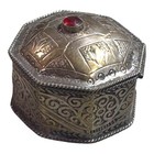 Ancient Viking Bronze Amulet Jewelry Engraved Box Vintage Trinket Ring Carnelian