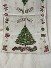Vtg Retro Christmas  greetings  Christmas Tree Linen Kitchen Tea Towel