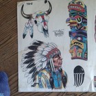 Official Tattoo Brand Tattoo Flash Sheet 73-c Native American Totem Bull Skull