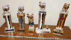 Vintage Siberian Husky Dog Trophy Toppers Figurines Lot Of 5 Trophies