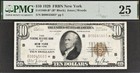 1929  10 National Currency Pmg 25 - Frbn New York Star Fr 1860-b 