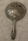 Vintage Silver Plated Scrolled Round Vanity Hand Mirror
