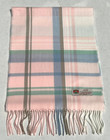 Womens Winter Warm 100  Cashmere Scarf Plaid Pink blue green tan Soft Wool