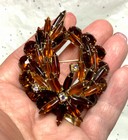 Vintage  juliana  Amber-ab Rhinestone Brooch W matching Clip On Earrings Set
