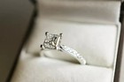 1 00 Ct 14k White Gold Over Princess Cut Real Moissanite Wedding Engagement Ring