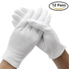 12 Pairs  24 Pcs  White Soft Cotton Work Gloves Jewelry Coin Silver Inspection