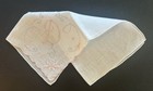 A  Vintage Linen Hankie Pink Monogram D Madeira Style Hand Embroidery Wedding