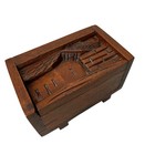 Wood Carved Wooden Trinket Jewelry Box Vintage 4 5x3x3