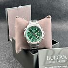 Bulova Marine Star 96b396 Green Dial Stainless Steel Chronograph Men s Watch 43m