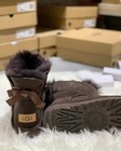 Ugg Burnt Cedar Classic Mini Bailey Bow Ribbon Boots Sheepskin Women Us4-us9choc