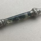 Antique Miniature Victorian Silver Plate Moss Agate Chatelaine Button Hook 1800s