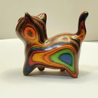 Hand Painted Wooden Cat Figurine Small Kitten Sculpture Home Decor Ornament Gift