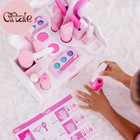 Wooden Beauty Salon Play Set  18-piece Vanity With Pretend Play Toys  Makeup  Mi