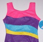 Jacques Moret Leotard Bodysuit Color Block Tank Hologram Speckles Purple New Gir