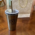 The Coffee Bean And Tea Leaf Tumbler   Travel Cup W  Straw - Bronze  - 16oz Rare