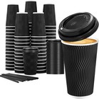 16 Oz Disposable Coffee Cups With Lids  50 Pack Insulated Hot Cups To Go Pape   